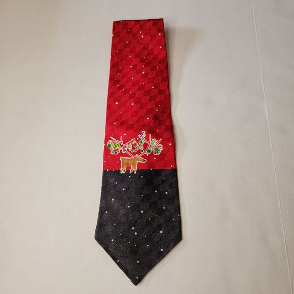 Cool Yule Hallmark Design Collection- Christmas Tie- Deer Lg Antlers- All Silk - Picture 2 of 4